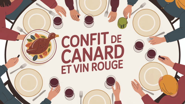 Confit de canard vin rouge ambiance chaleureuse