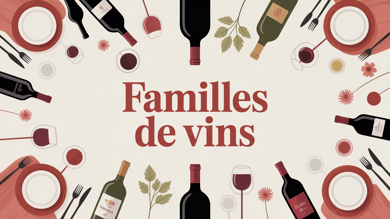 Scène conviviale familles de vins sur table