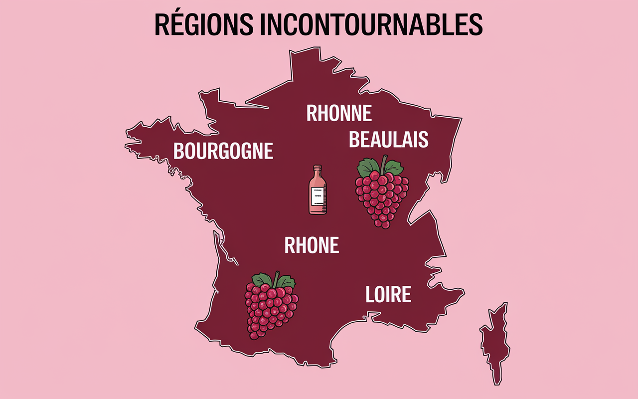 Carte regions viticoles Bourgogne Beaujolais Rhone Loire pot-au-feu