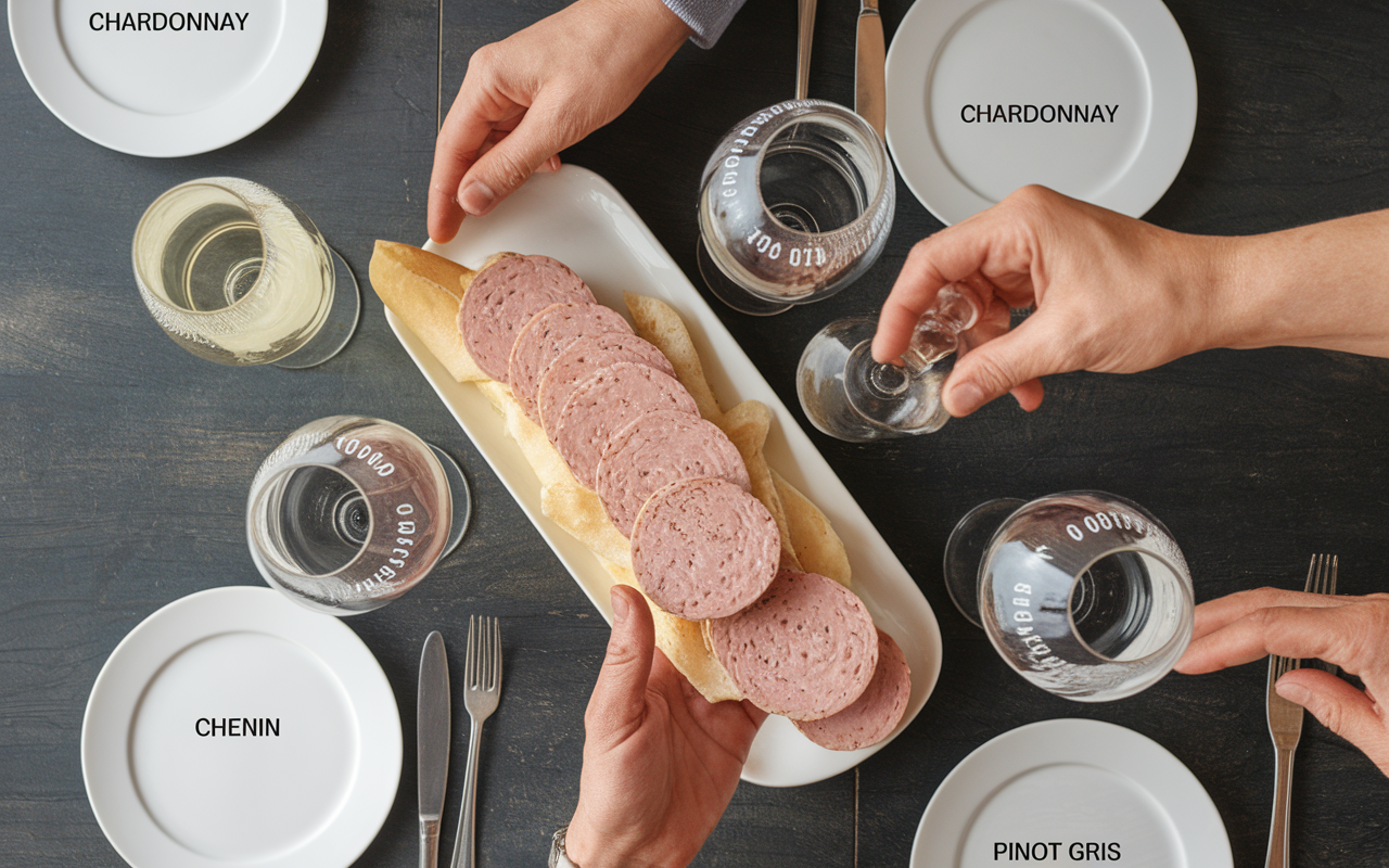 Table boudin blanc verres vin blanc meilleur accord