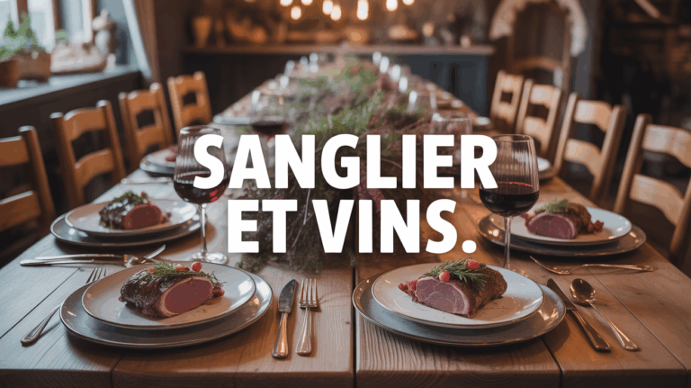repas sanglier vins grande table chasse ambiance automnale