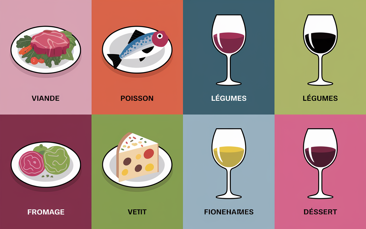 Tableau comparatif incontournables accords mets vins