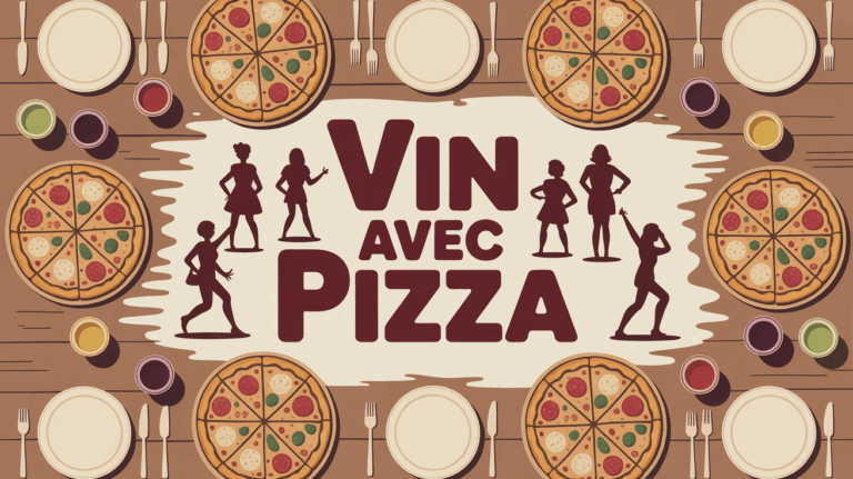 Table festive avec vin et pizza