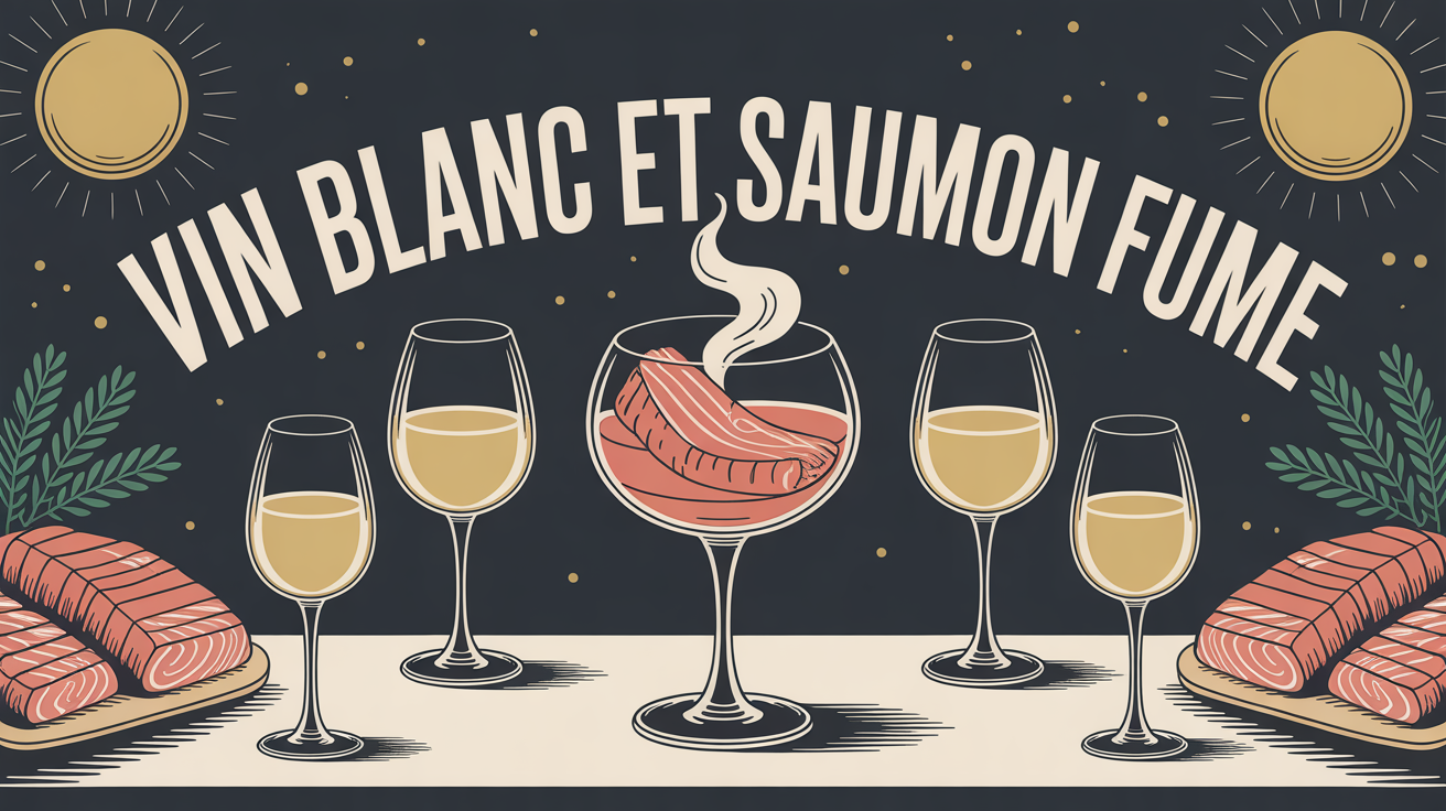 illustration toast de saumon fume avec verres de vin blanc sec