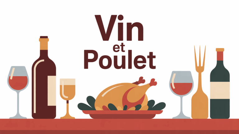 vin et poulet sur table festive, illustration moderne SEO