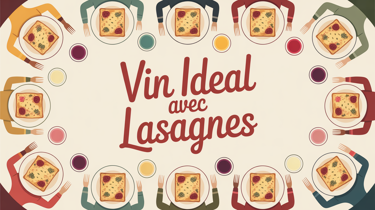 table chaleureuse avec lasagnes et verres de vin