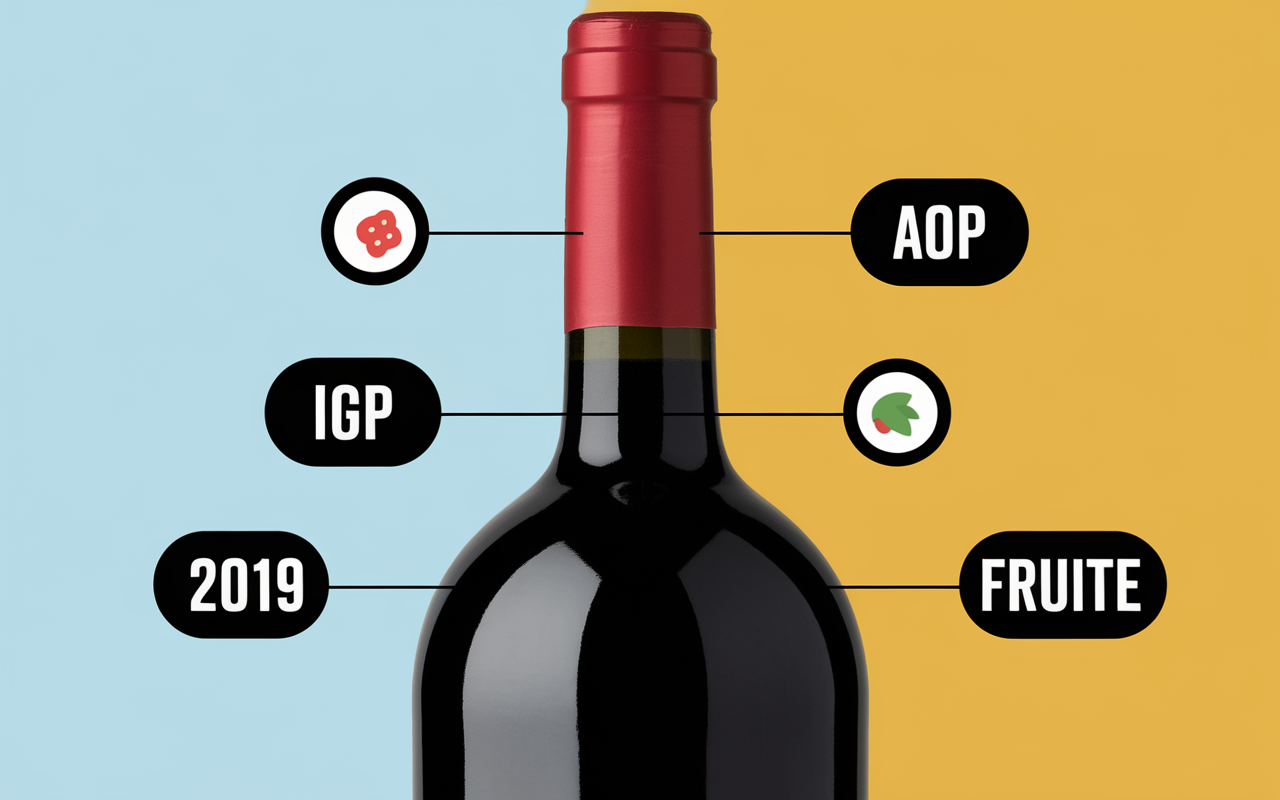 Etiquette vin AOP IGP millésime fruité