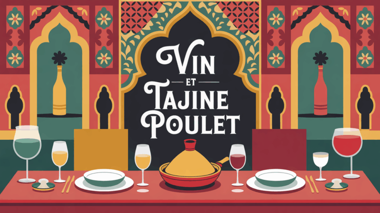 image vin et tajine de poulet grande table ambiance marocain