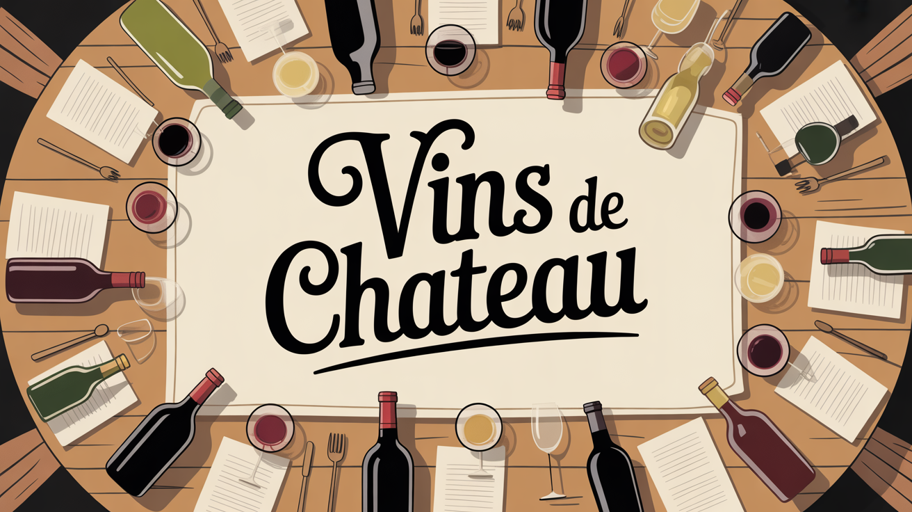 Ambiance chaleureuse avec vins de château, table et convives
