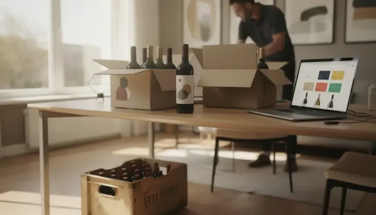 achat de vin en ligne ordinateur cartons et bouteilles