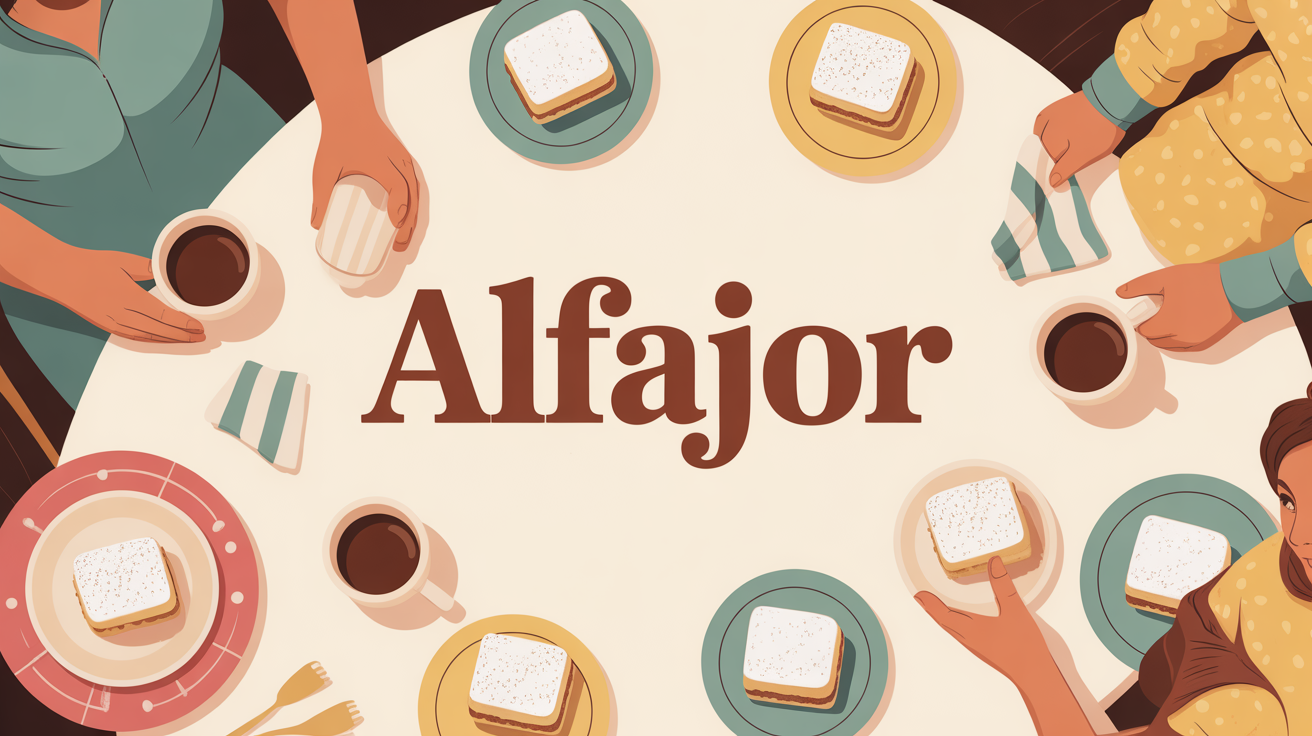 Table familiale avec alfajores et café argentin