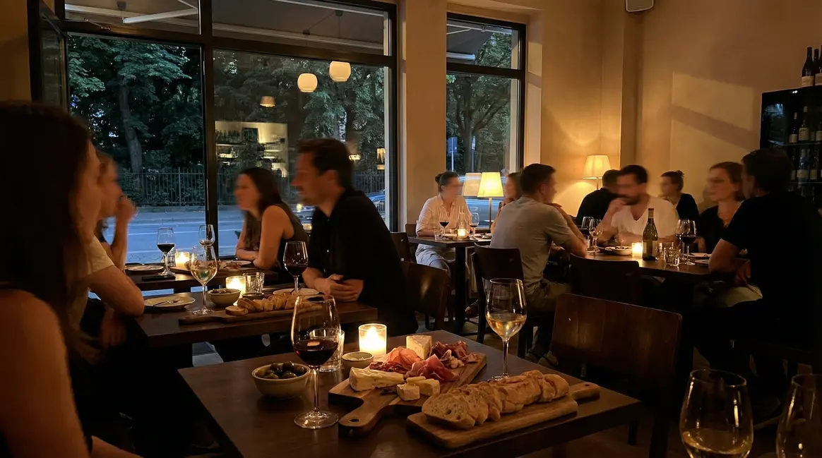 scène conviviale dans un bar à vin moderne