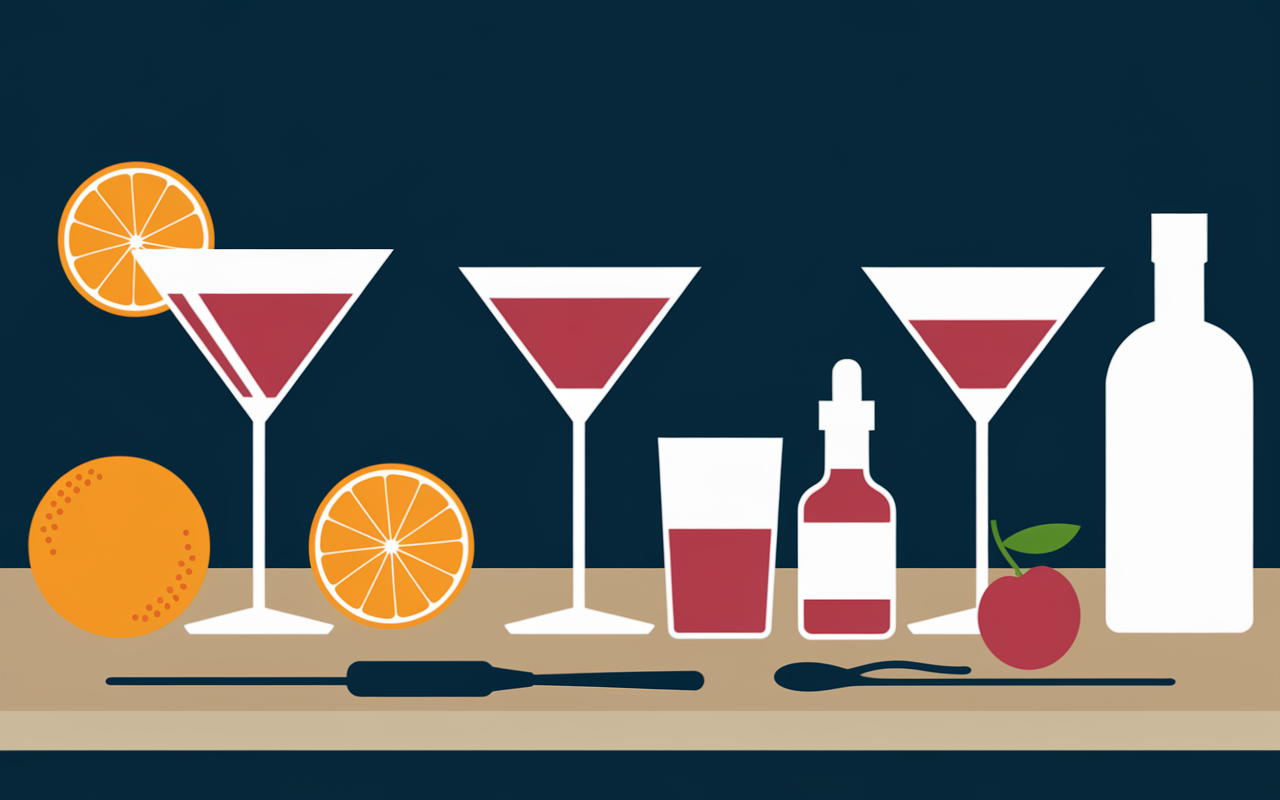 Silhouettes cocktails et ingrédients avec Angostura Bitters
