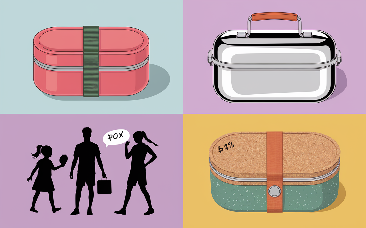 visuel comparatif lunch box bento isotherme modulaire bambou enfants adultes