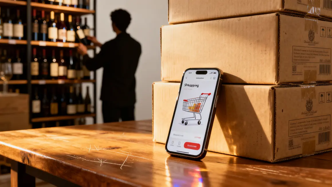 contexte achat vin en ligne colis smartphone