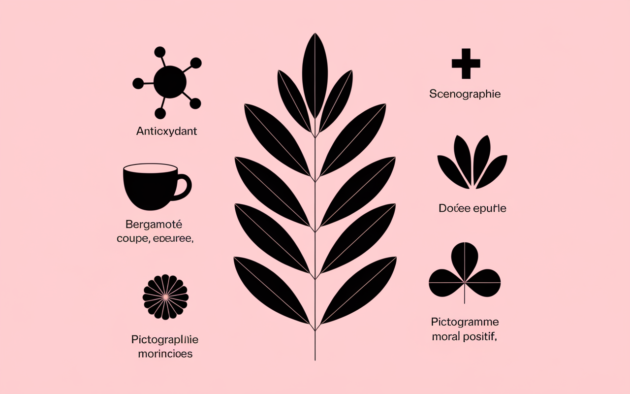 Earl Grey and feuille de thé, molécules antioxydants, bergamote, tasse