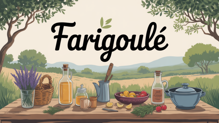 Illustration table provençale avec thym et accessoires cuisine familiale