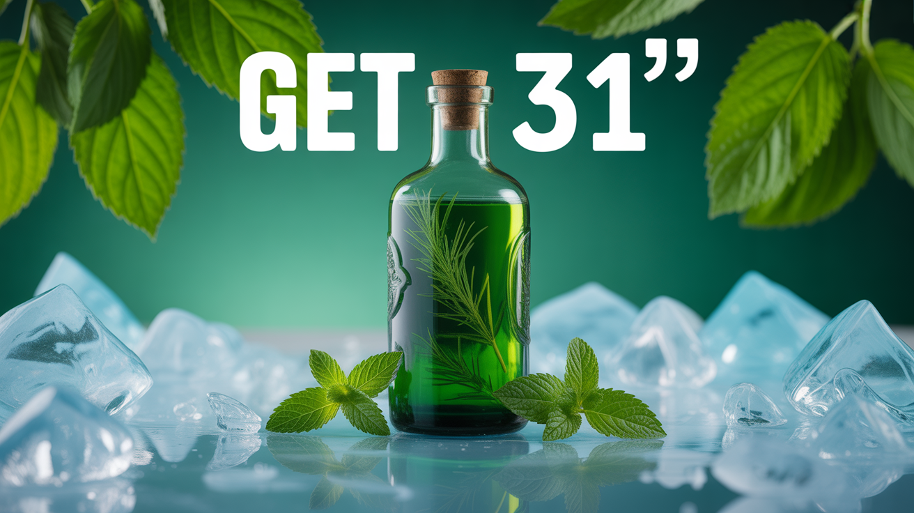 GET 31 bouteille vert sur glace avec menthe fraiche