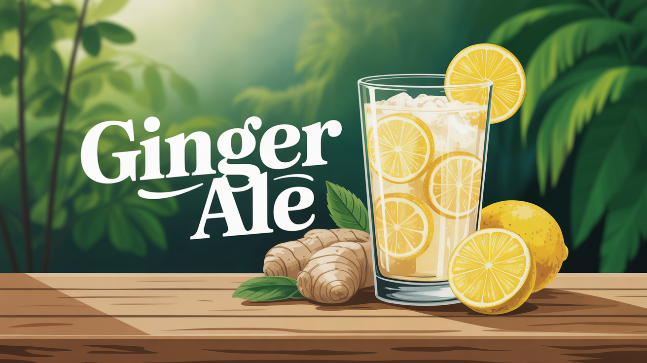 Verre de ginger ale mousseux citron gingembre