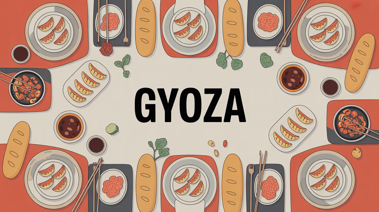 Table conviviale avec gyoza raviolis japonais demi lune