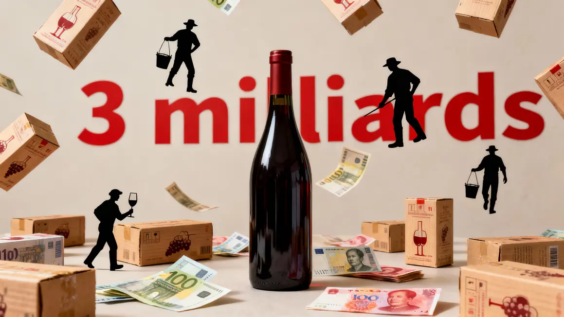 Graphique chute ventes vin français euros yuan