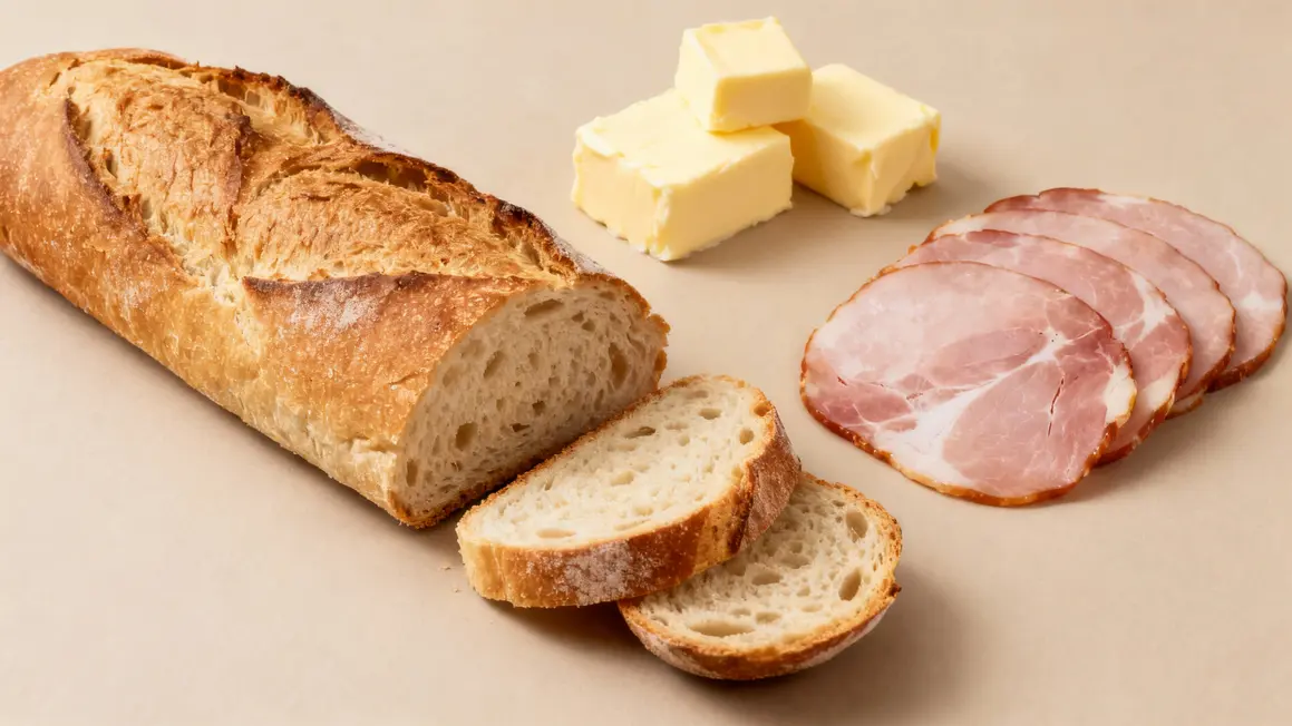 ingredients sandwich jambon beurre parfait baguette artisanale