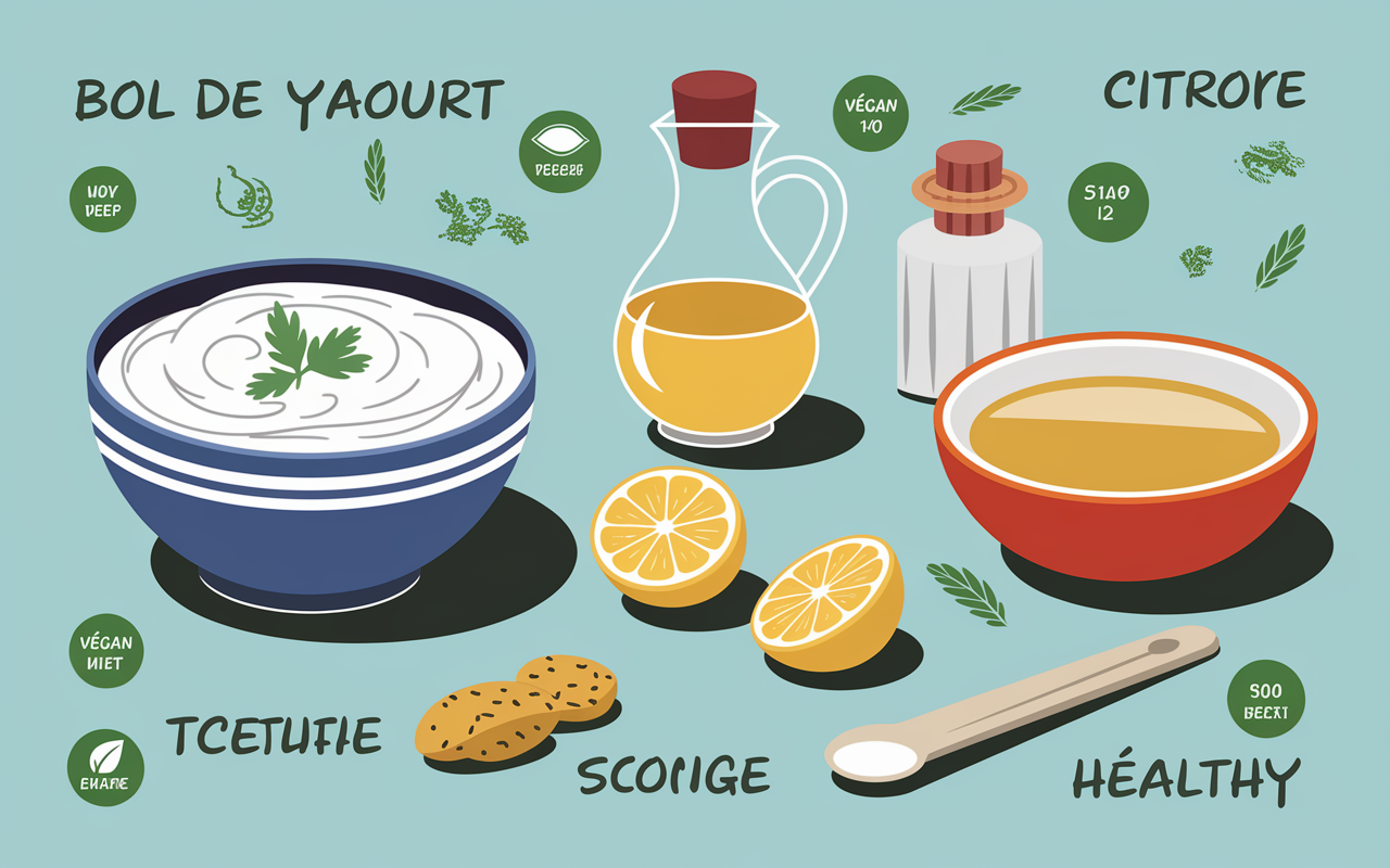 Tableau ingrédients Tzatziki Maison vegan healthy quantités