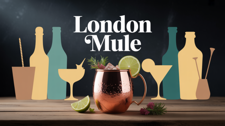 London Mule cocktail doré dans verre cuivré avec citron vert et menthe