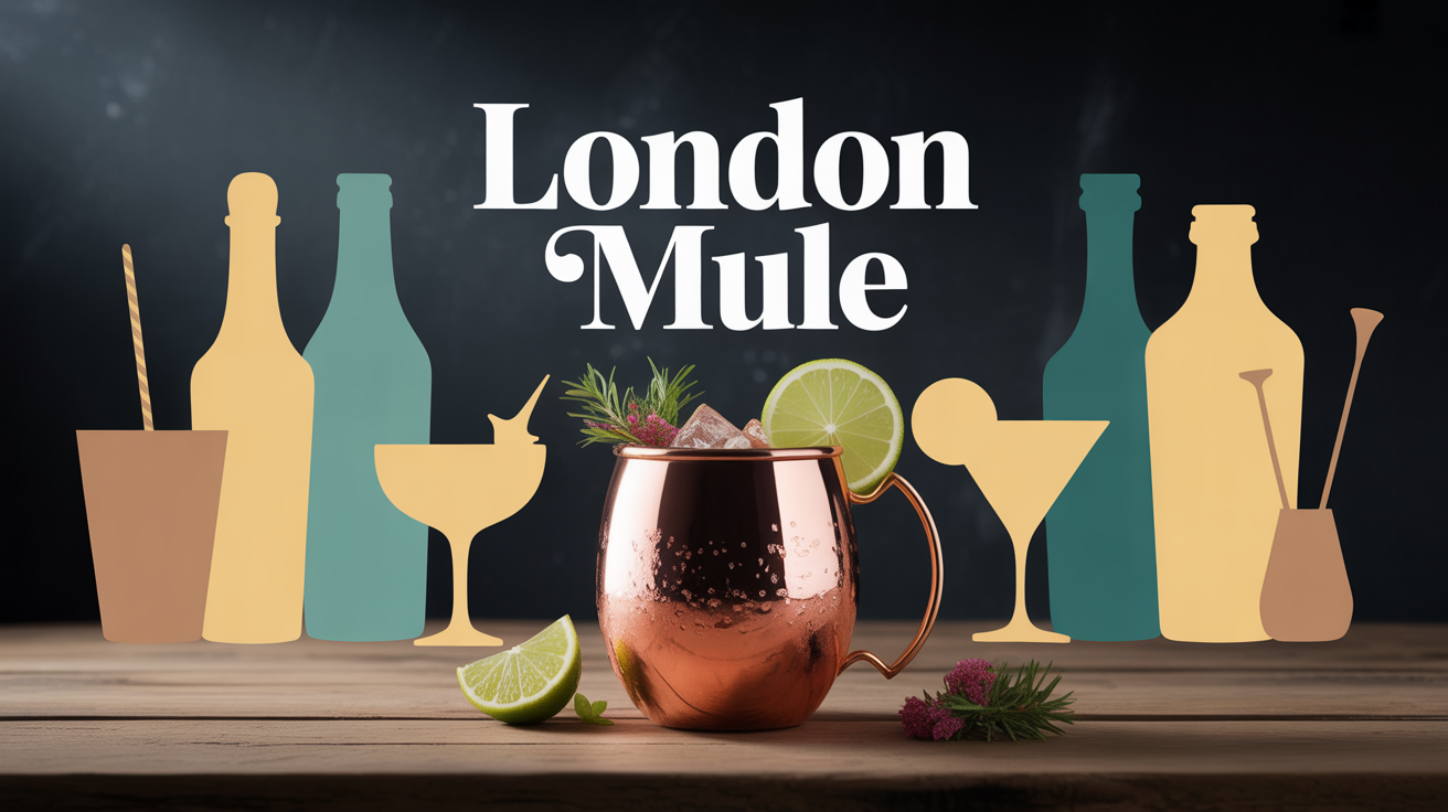 London Mule cocktail doré dans verre cuivré avec citron vert et menthe