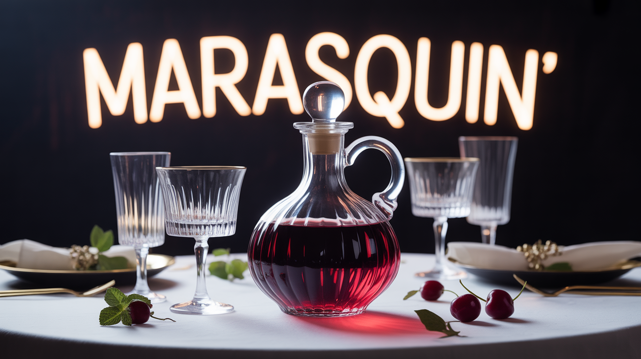 carafe marasquin ancienne sur table chic