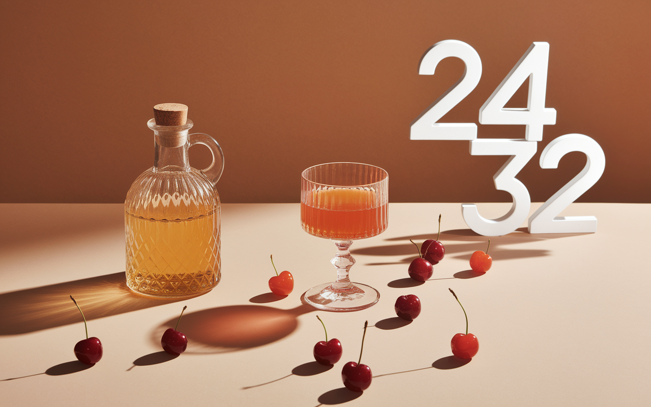 bouteille marasquin verre clair cerises