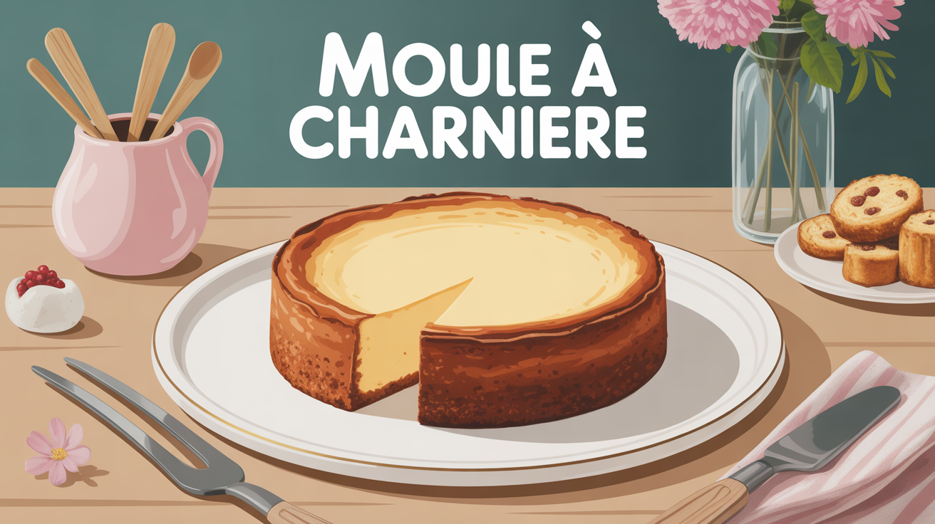 cheesecake doré sur assiette avec moule à charnière et ambiance familiale