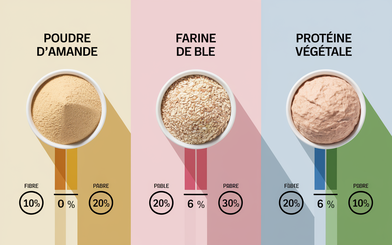 tableau comparatif poudre d'amande farine protéines
