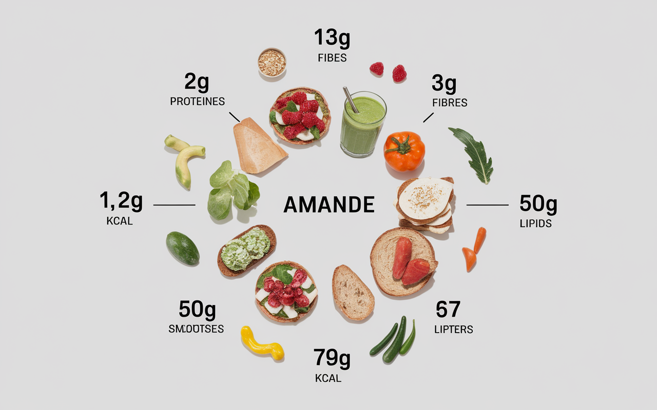 infographie poudre d'amande protéines fibres usages