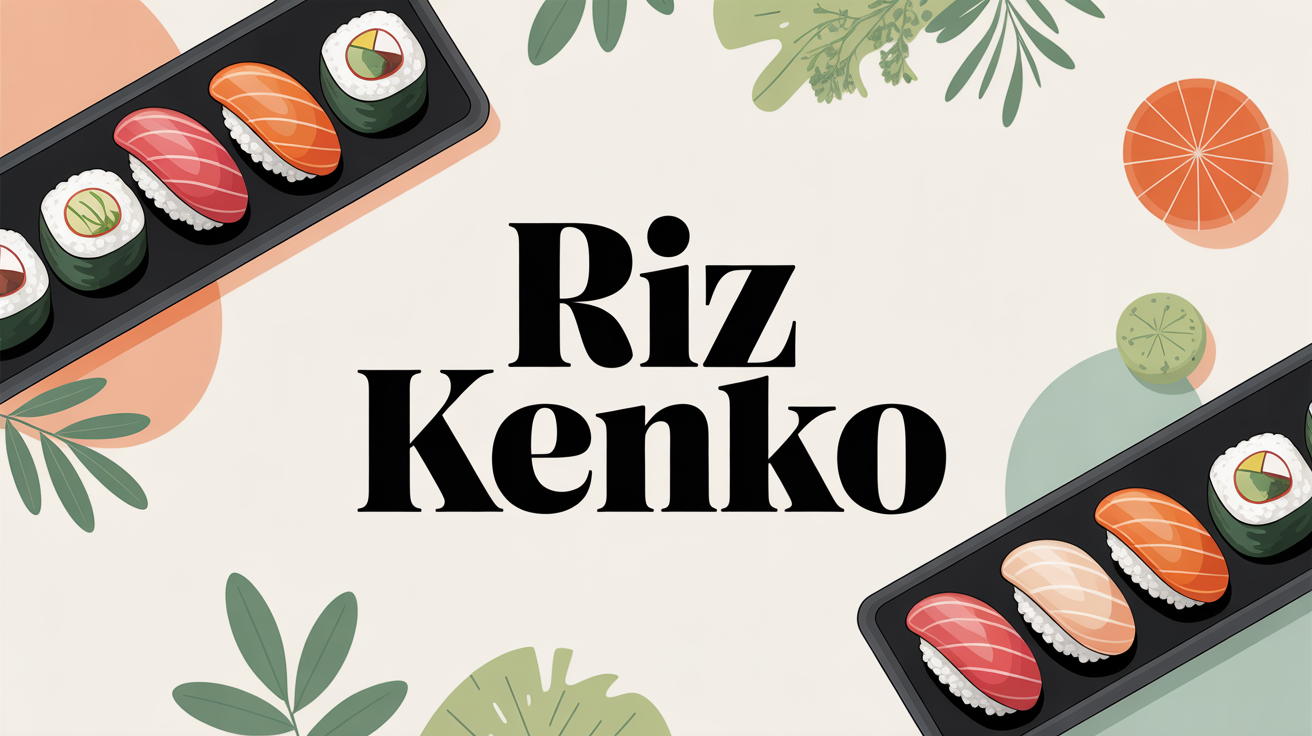 Sushis Riz Kenko vue de haut fond vegetal moderne