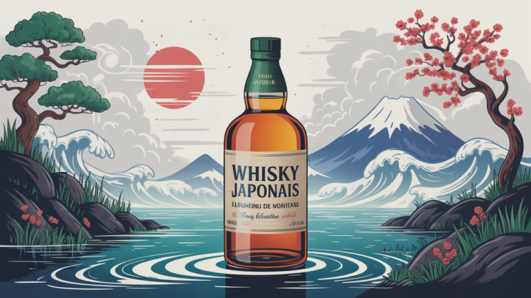 bouteille de whisky japonais Togouchi sur fond nature