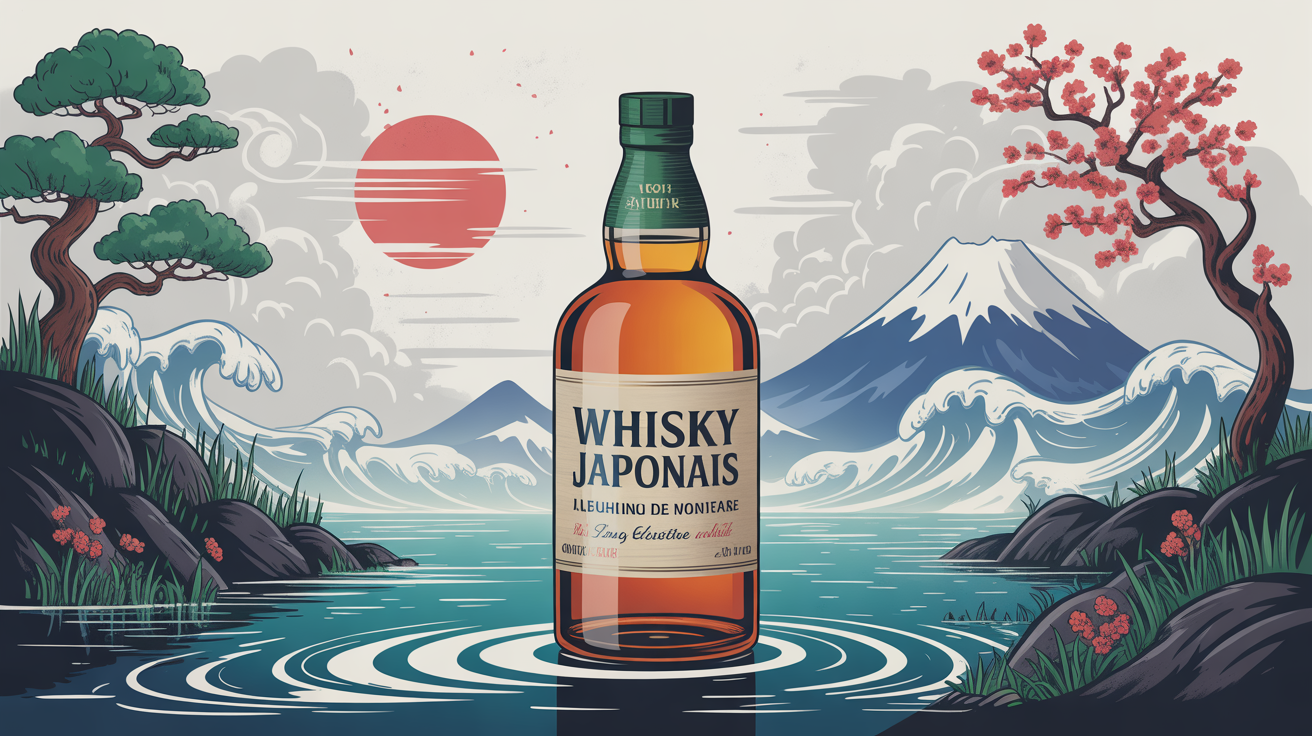 bouteille de whisky japonais Togouchi sur fond nature