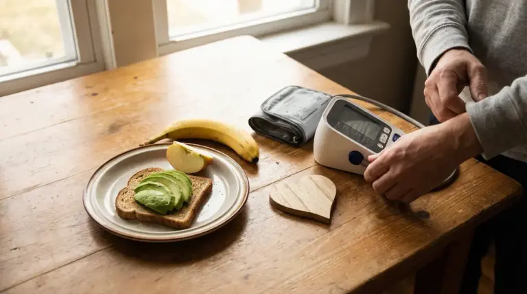 Toast avocat, pomme, banane, cœur, cholestérol
