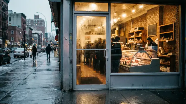 boucherie quartier file d'attente matin