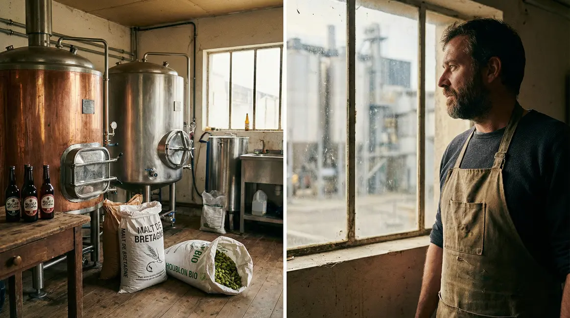 Atelier brasserie artisanale en France et usine moderne en 2025