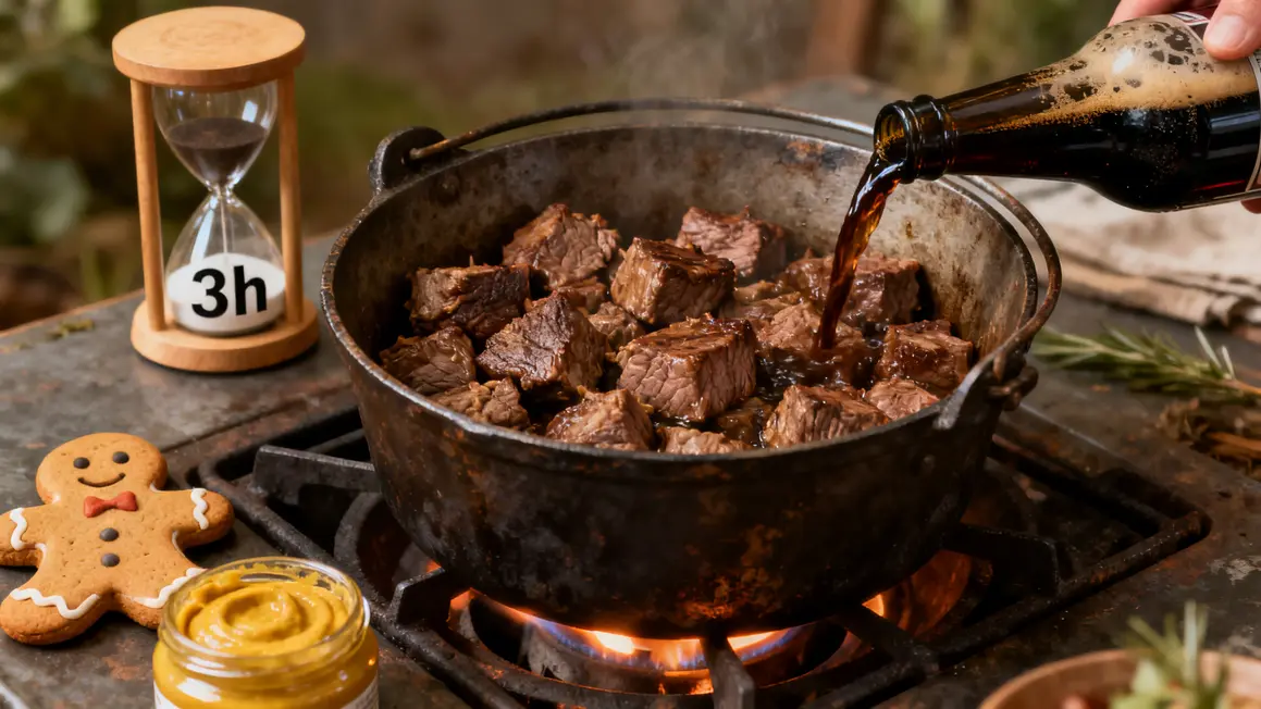 cuisson carbonade flamande marmite fonte boeuf biere