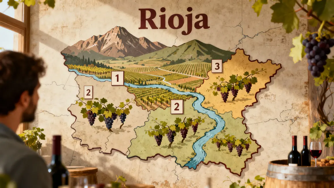 Carte photoréaliste des trois sous-régions Rioja
