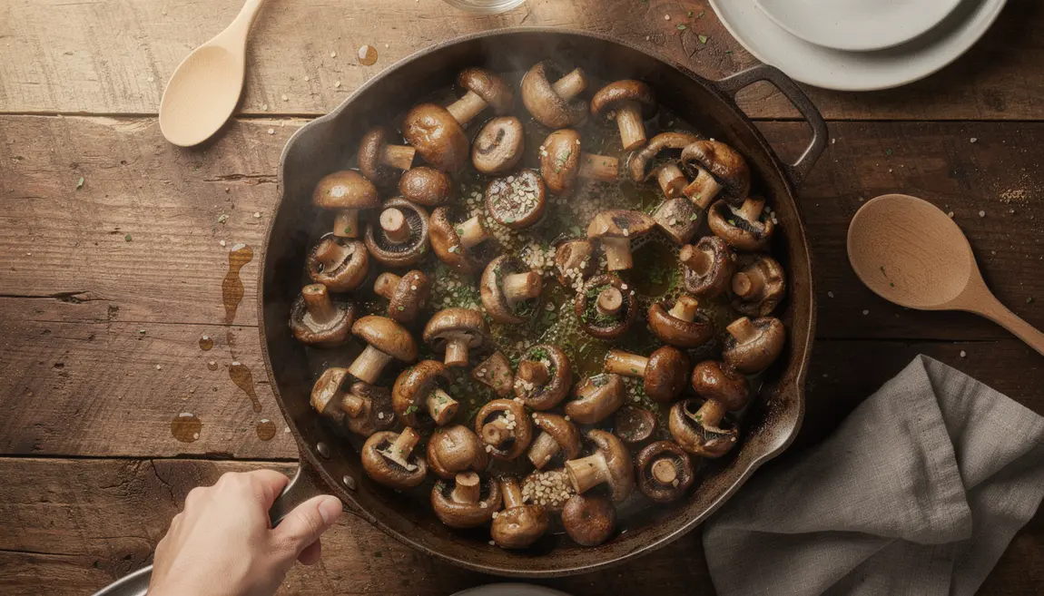 Poêlée champignons variés sauce vin blanc ail fines herbes