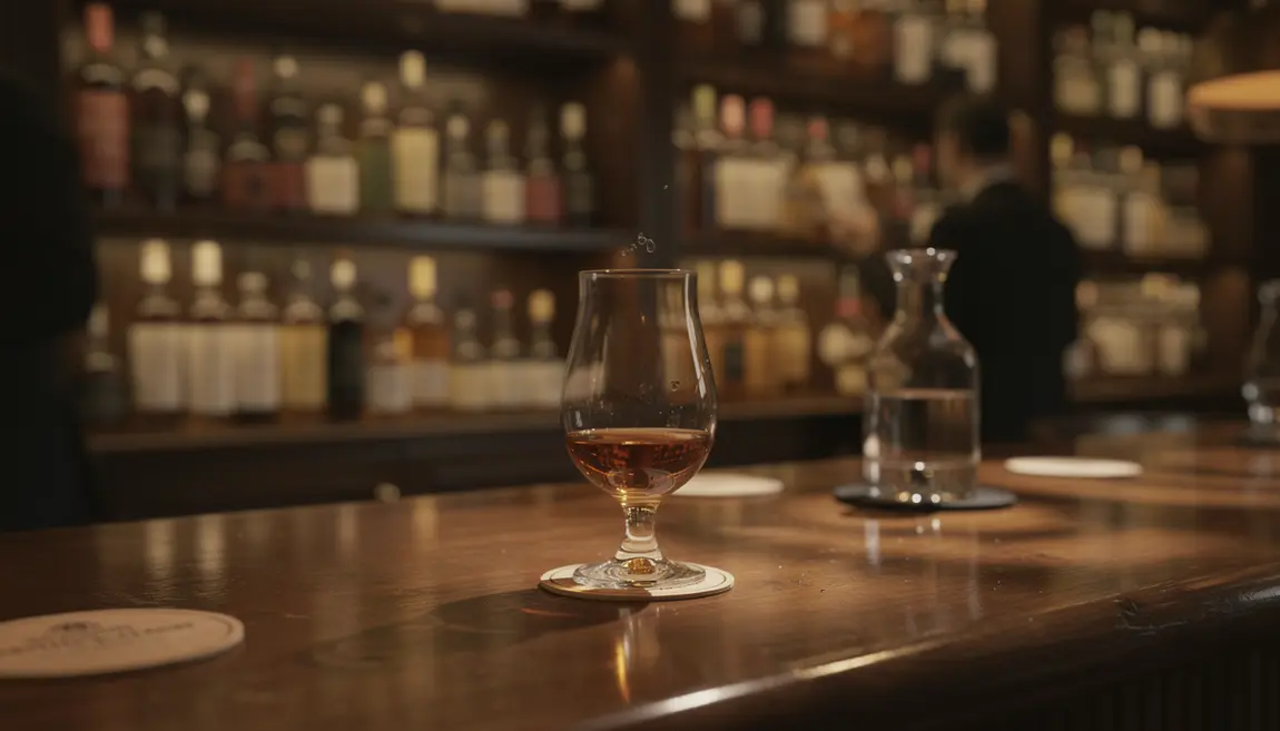 etageres whisky verre tulipe ambiance elegante