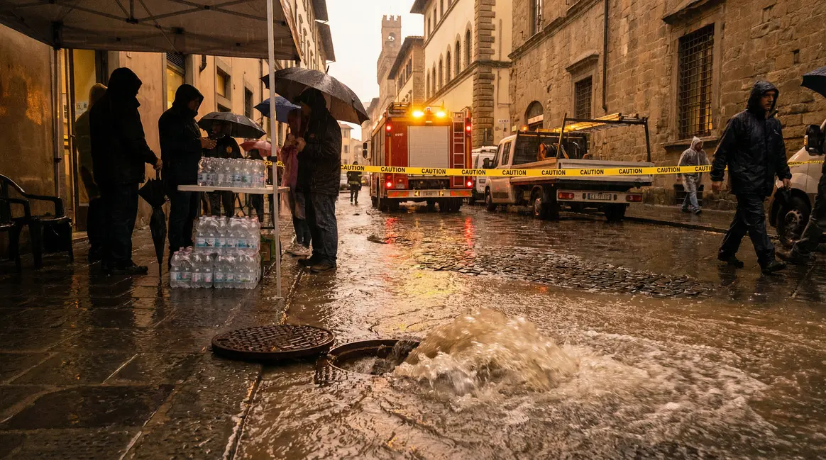 Ville sous pluie intense canalisation rompue habitants urgence eau