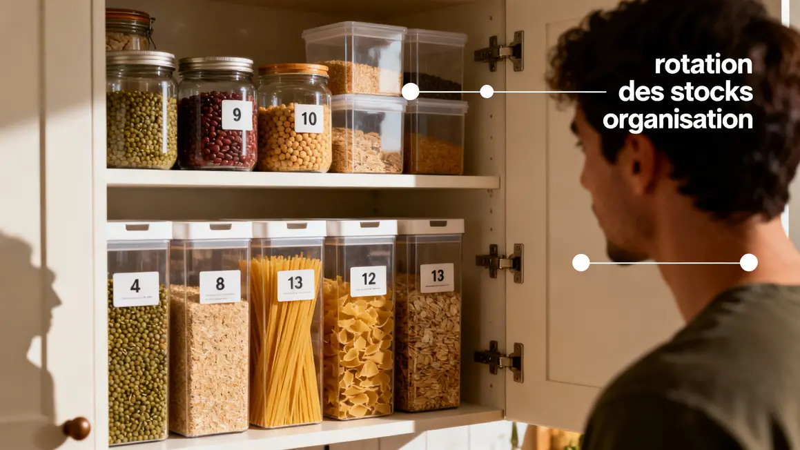 Rangement alimentation cuisine, bocaux transparents et tri optimisé