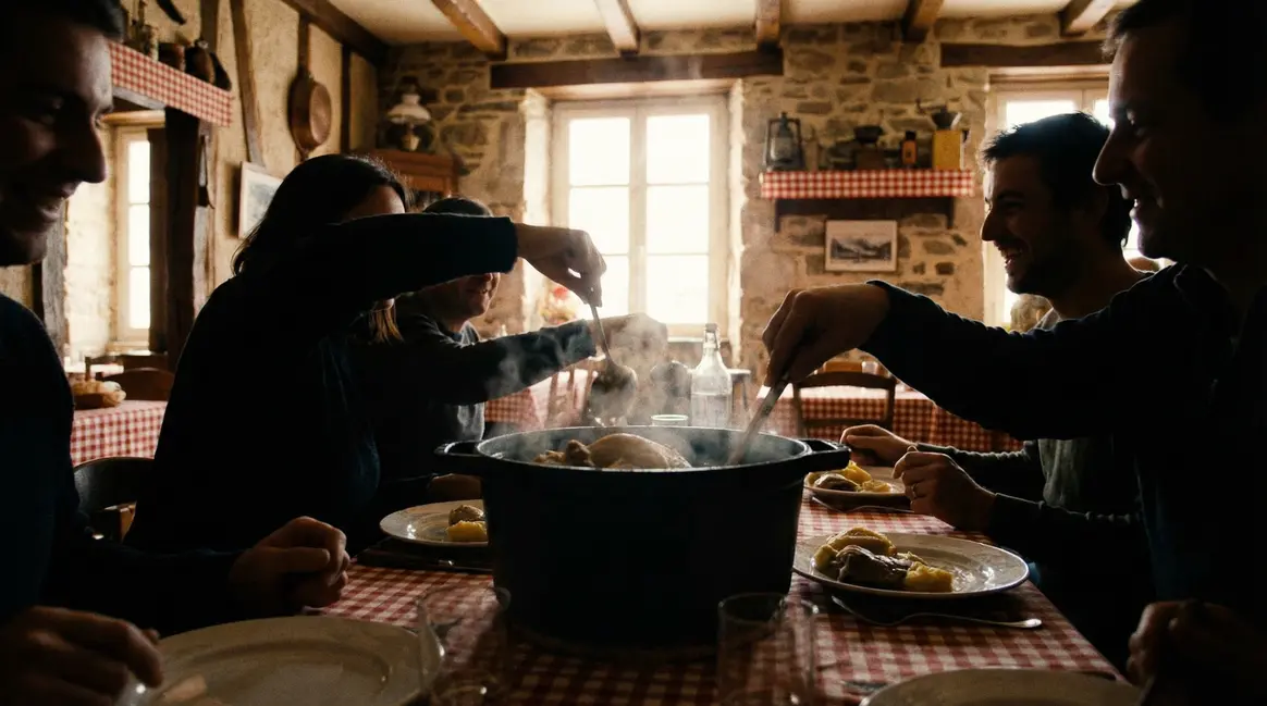 Poule au pot servie à Pau dans un restaurant de Béarn