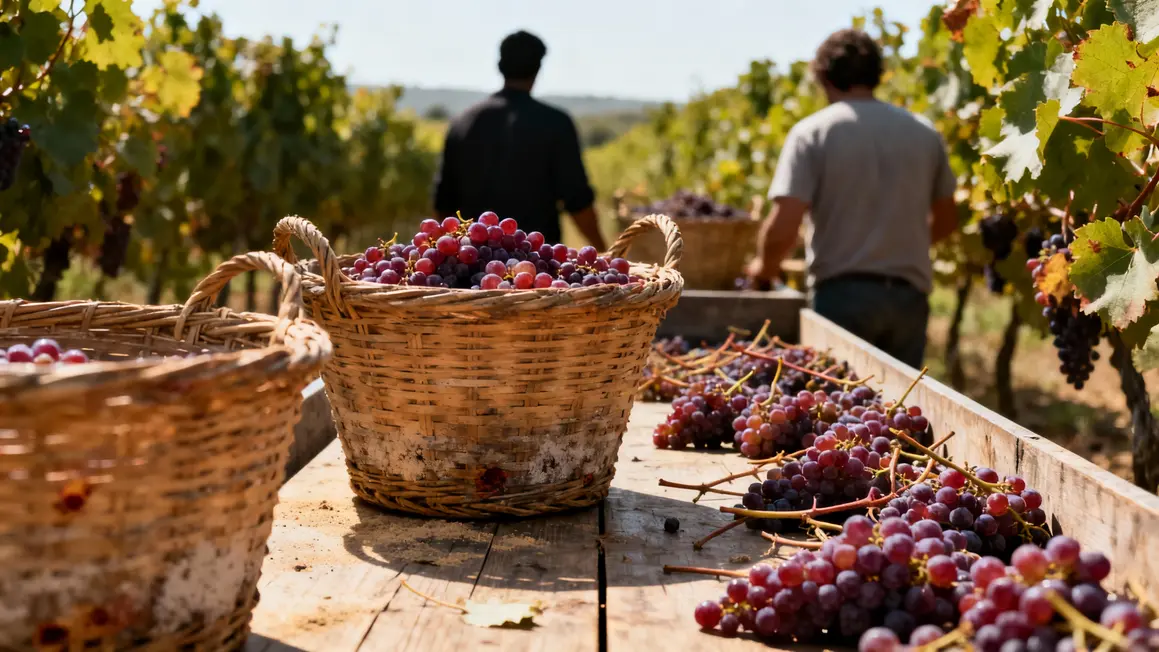 vendanges raisin vignes tri panier