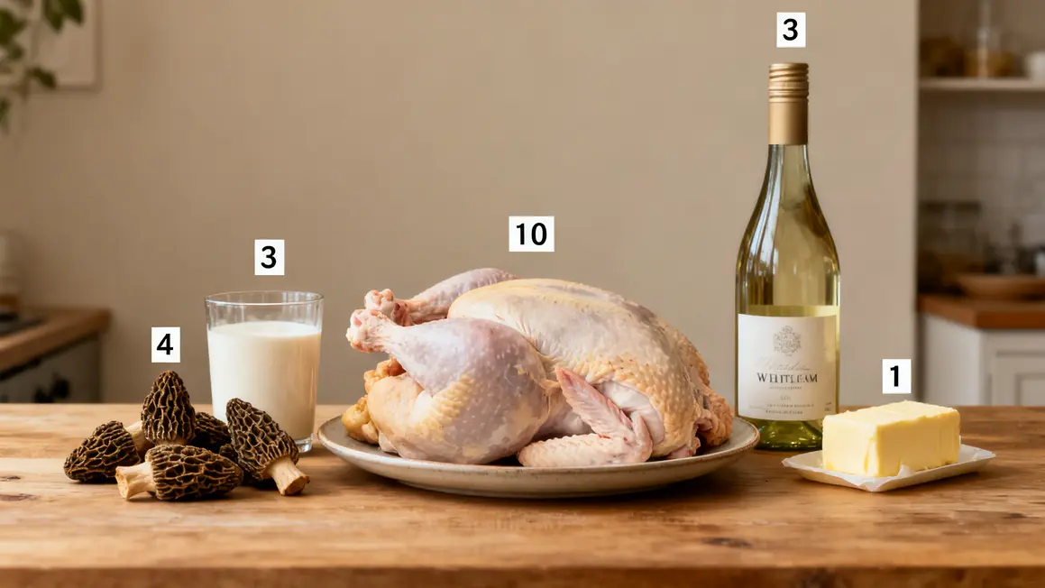 Ingredients poulet creme morilles vin blanc quantites
