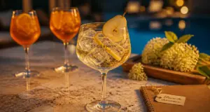 Spritz aperol st germain, fleurs de sureau, zeste et poire, amertume et floralité